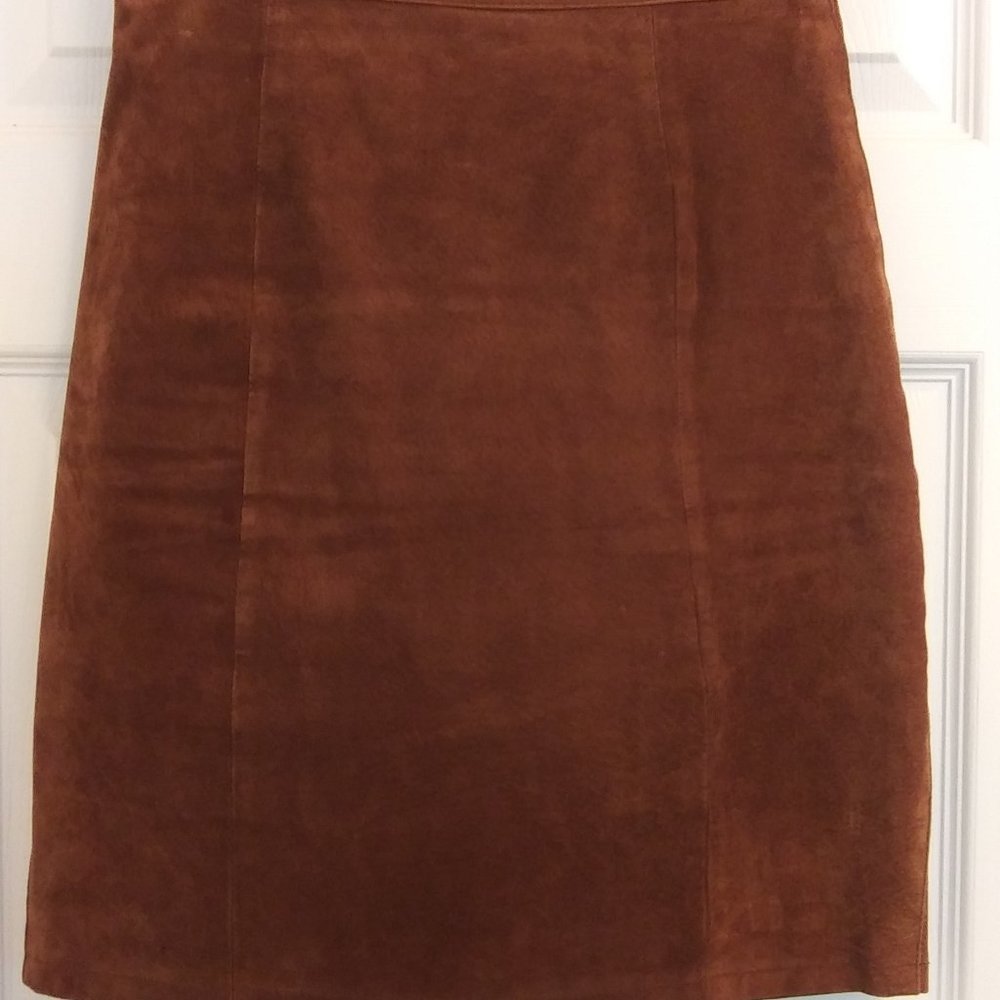 International Leather Brown Suede Pencil Mini-Skirt Vintage Size 6